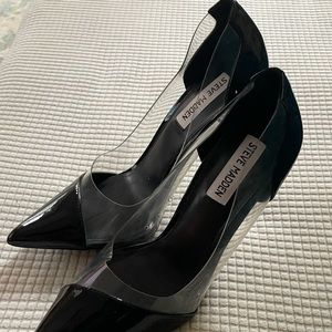 Steve Madden Black and Clear Sassy Pumps